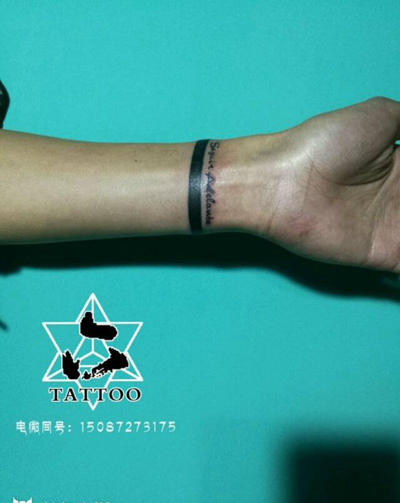 手环纹身图片_手部欧美几何大理六刺青纹身图案