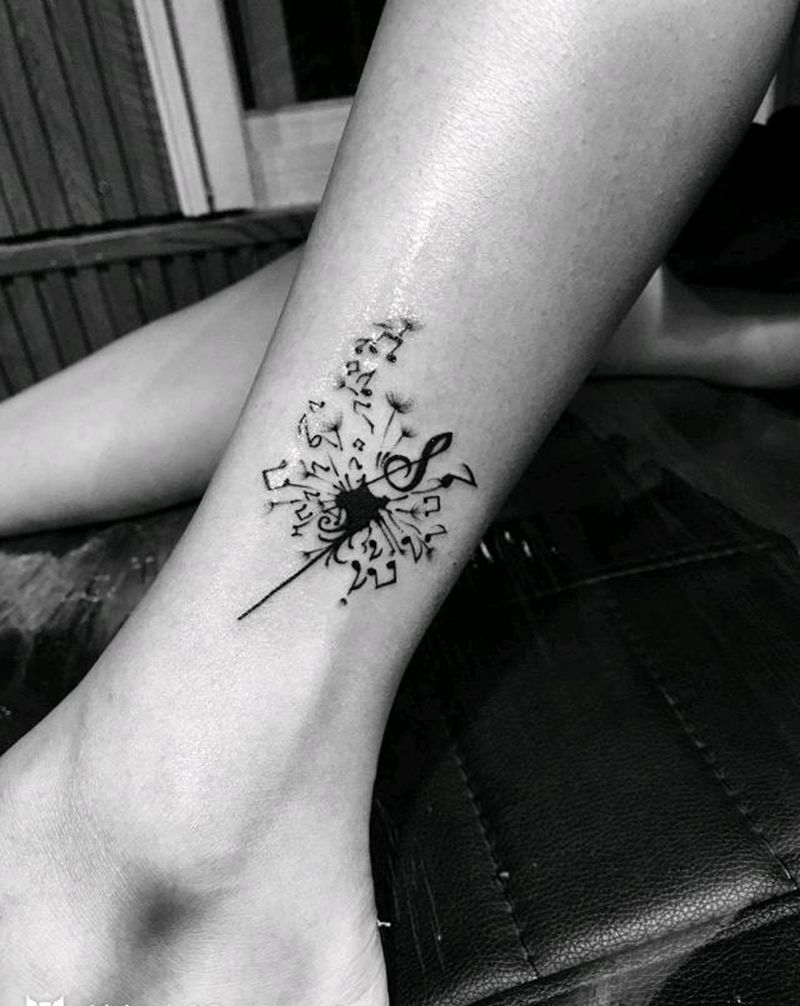 音乐蒲公英纹身图片