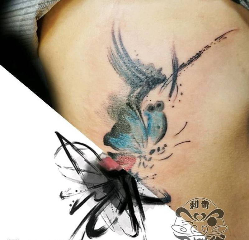 水墨蝴蝶纹身图片_水墨蝴蝶纹身图案