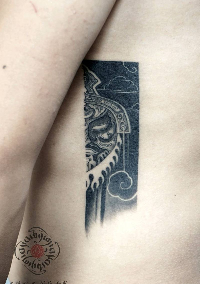 藏戏面具纹身图片_西藏纹身图案