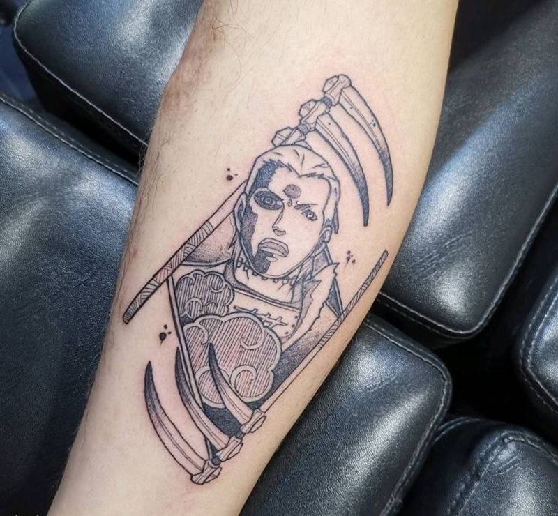 飞段纹身图片_腿部New School火影忍者纹身图案