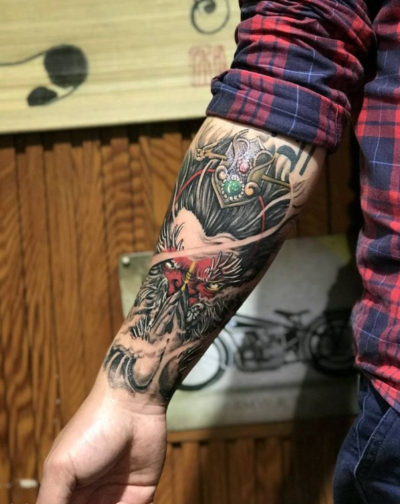 悟空纹身图片_手臂传统人物鬼神成品纹身图案