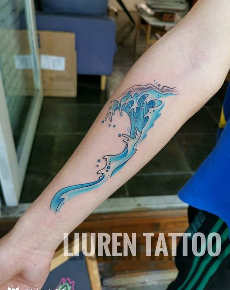 浪纹身图片_手臂纹身图案