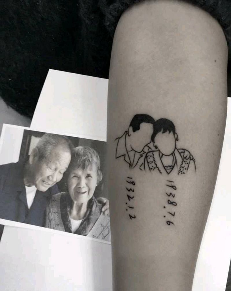 把爱带在身边纹身图片_几何人物成品纹身图案