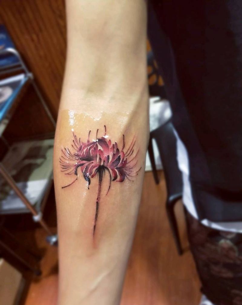 彼岸花纹身图片_手臂传统清新植物成品纹身图案