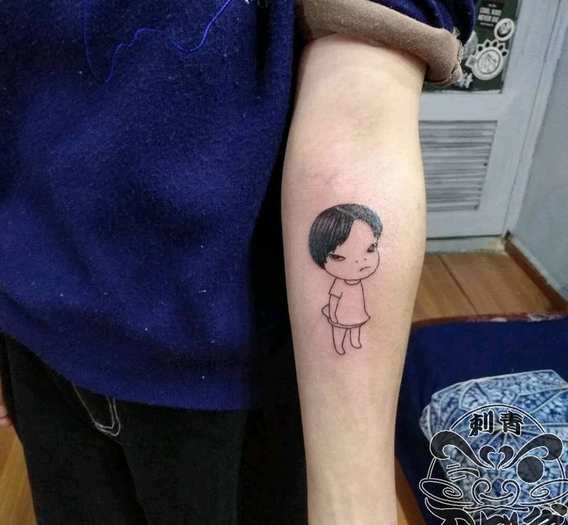 小怪孩纹身图片_手臂欧美成品纹身图案