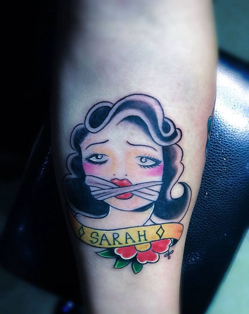 欧美女郎纹身图片_成品手臂欧美人物纹身图案