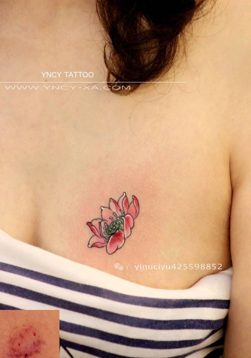 疤痕遮盖纹身图片_成品胸部清新原创艺奴刺域花纹身图案