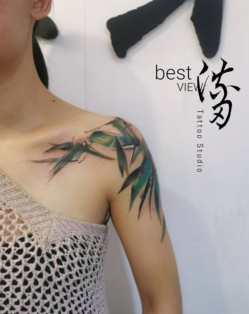 竹纹身图片_水墨纹身图案