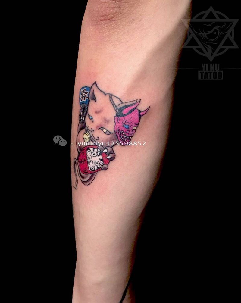 猫纹身图片_成品手臂动物艺奴刺域清新纹身图案