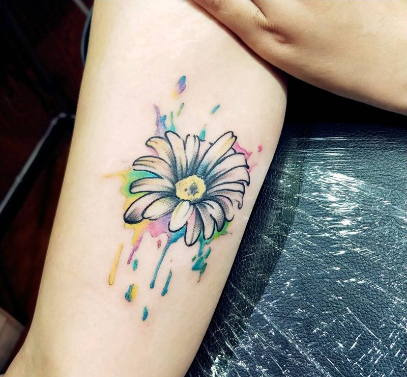 水彩-菊纹身图片