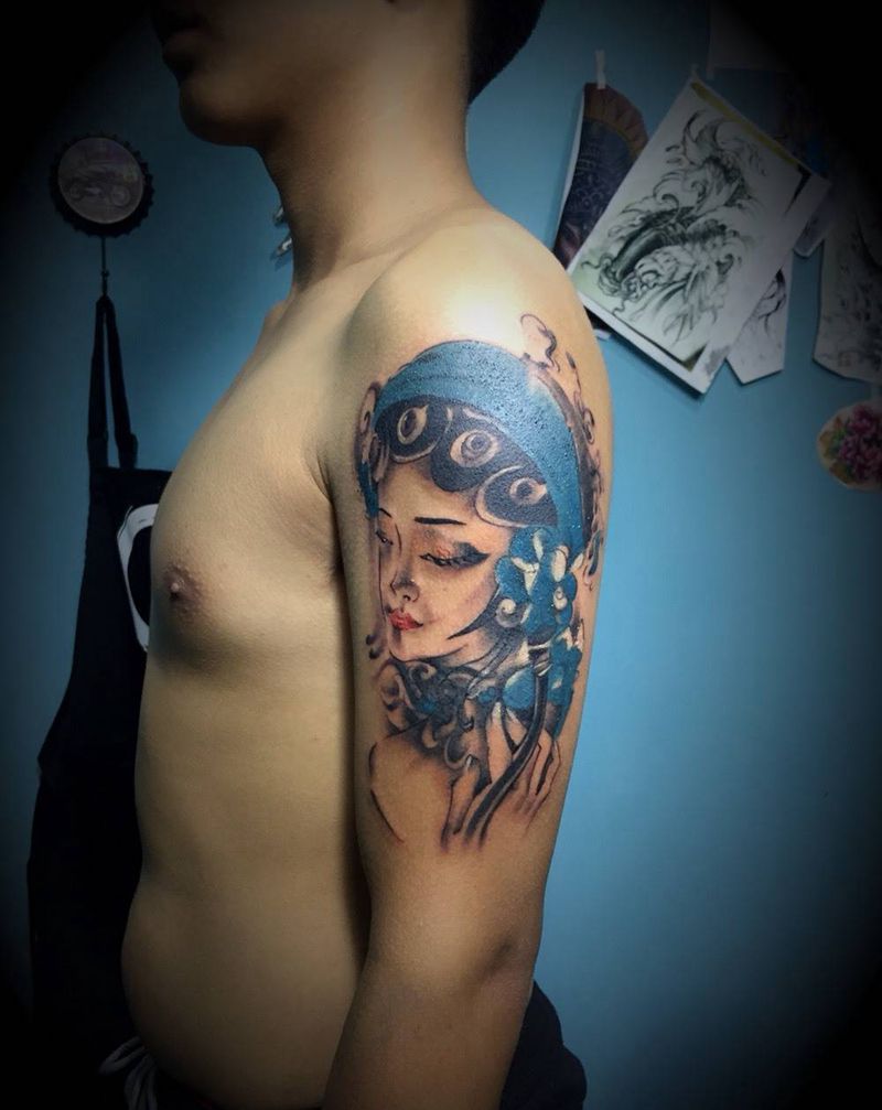 临摹 戏子（带遮盖）纹身图片