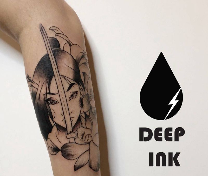 花木兰纹身纹身图片_手部手臂插画风格纹身图案