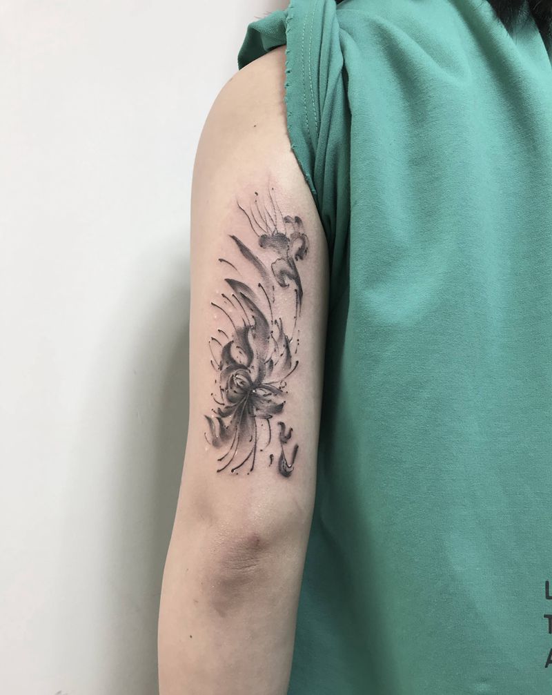 水墨纹身图片_手臂水墨纹身图案