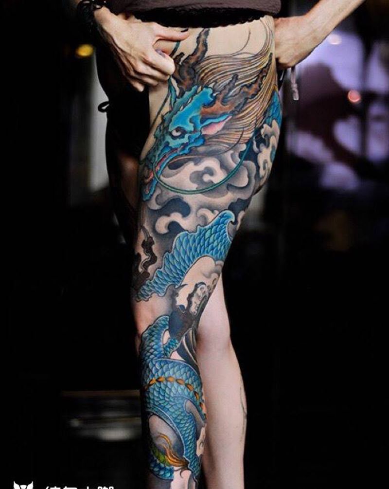 水彩龙纹身图片