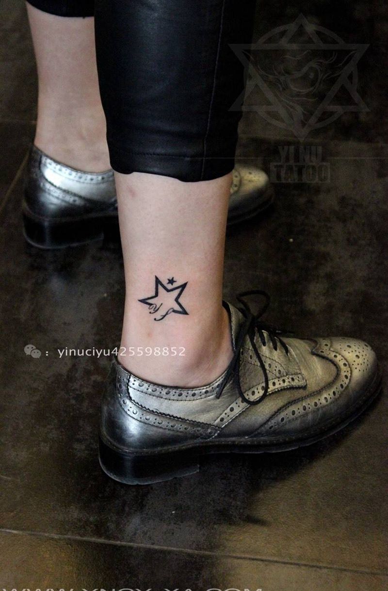 星星纹身图片_成品腿部艺奴刺域纹身图案