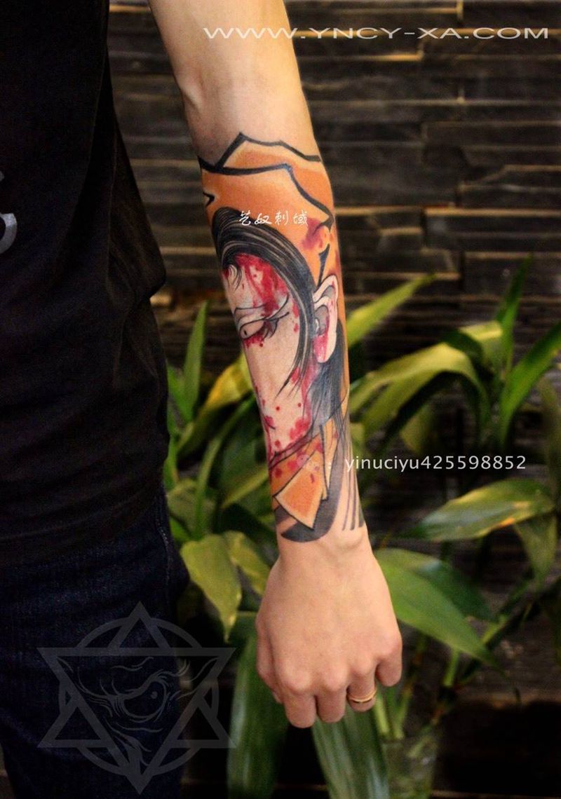 和尚老师原创日式人物纹身图片_成品手臂人物原创艺奴刺域纹身图案