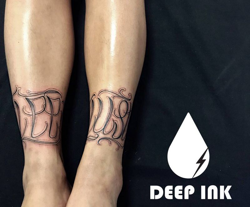 奇卡诺脚踝花体纹身纹身图片_脚部成品欧美字符原创纹身图案