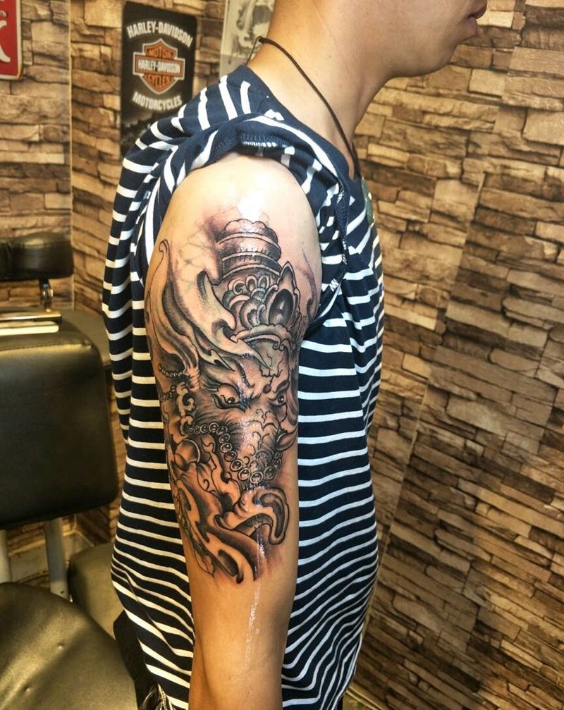 象神(遮盖)纹身图片