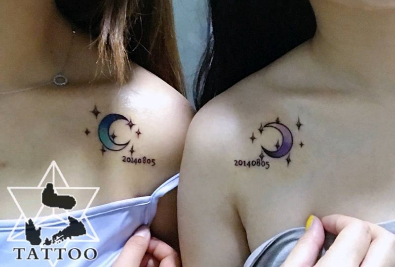 月亮湾~好姐妹纹身图片