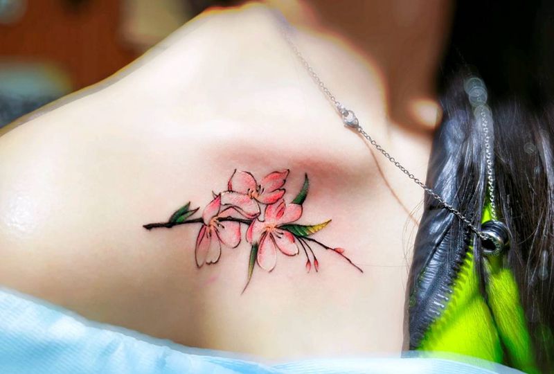 樱花 精品小图纹身图片_传统植物成品纹身图案