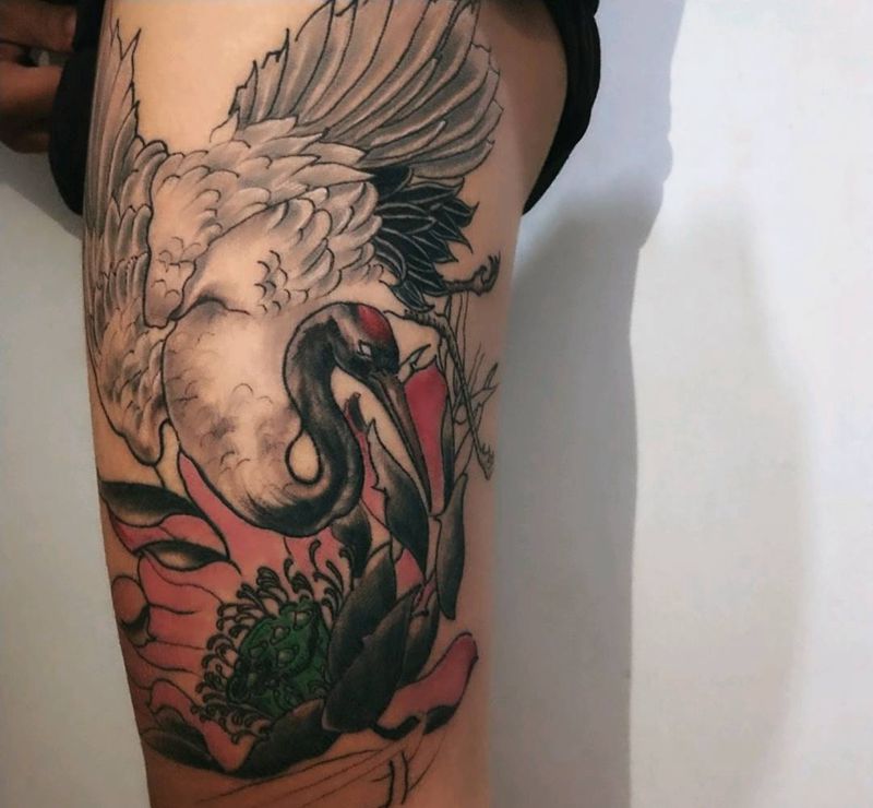 仙鹤（半成品）纹身图片