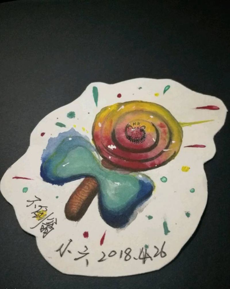 原创水彩棒棒糖纹身图片