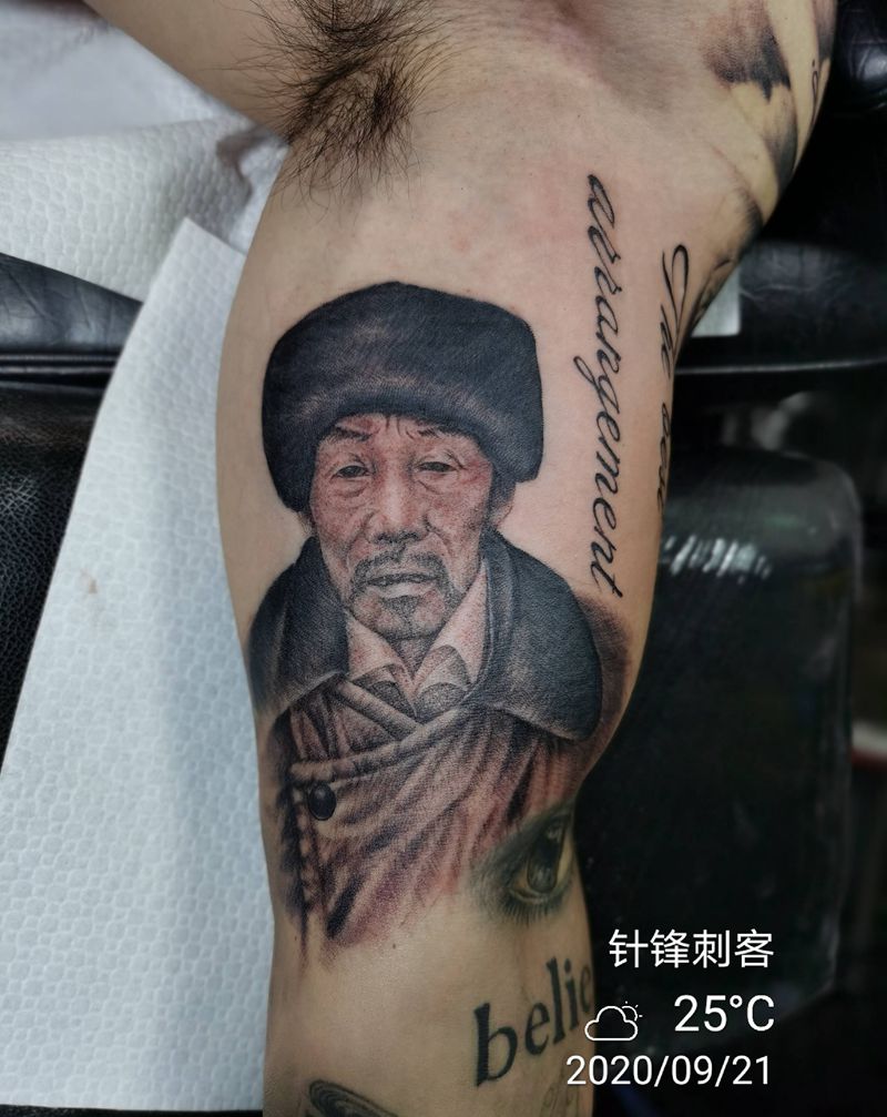 肖像纹身图片_手臂欧美写实肖像纹身图案