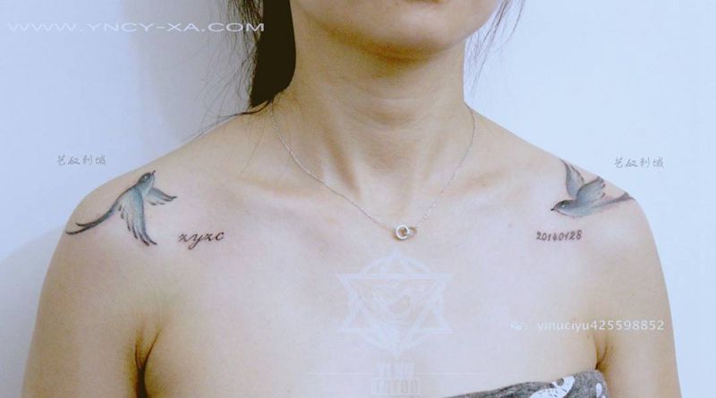 小清新纹身图片_成品手臂肩部清新原创艺奴刺域纹身图案