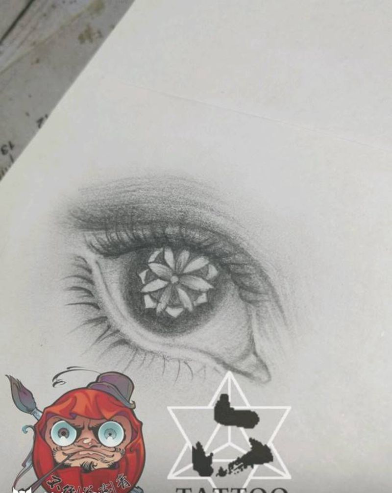 眼纹身图片_欧美清新写实大理六刺青纹身图案