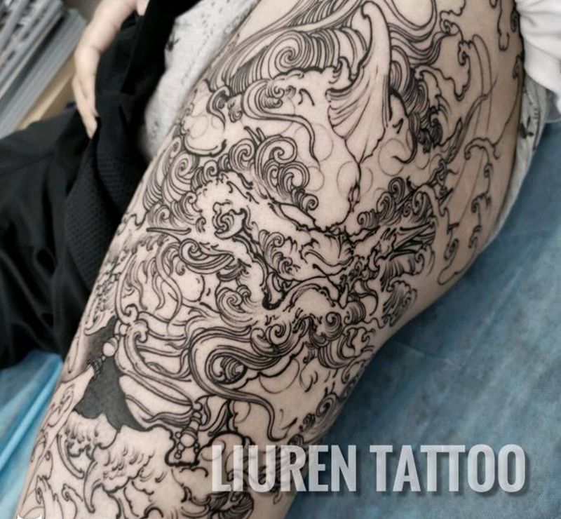 谛听纹身图片_新传统纹身图案