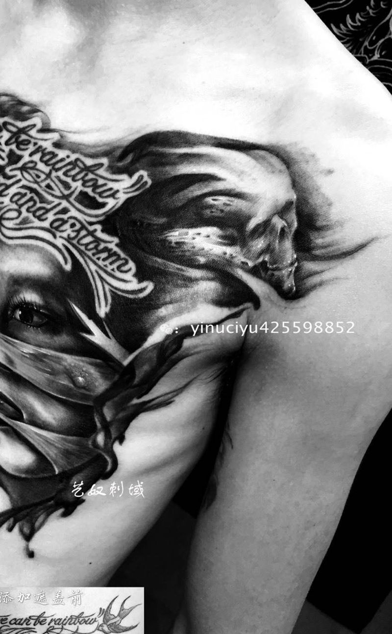 原创遮盖添加纹身图片_成品胸部原创人物艺奴刺域纹身图案