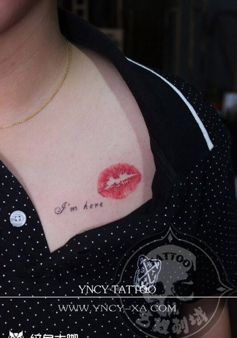 唇印纹身图片_成品艺奴刺域纹身图案