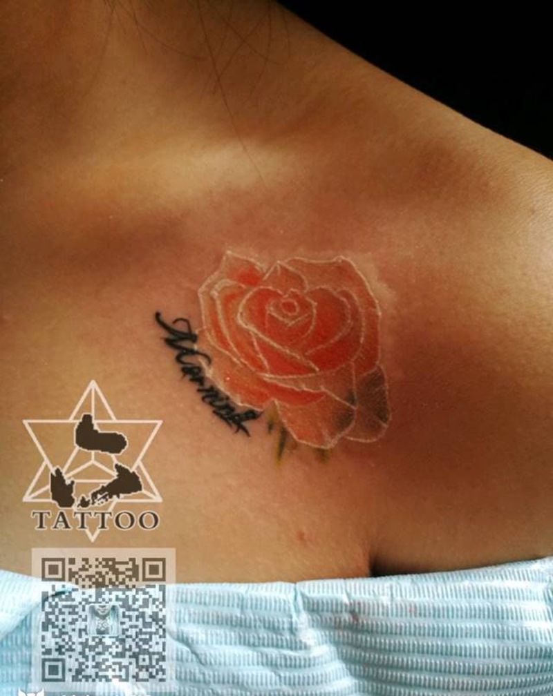 香槟玫瑰纹身图片_肩部欧美大理六刺青成品纹身图案