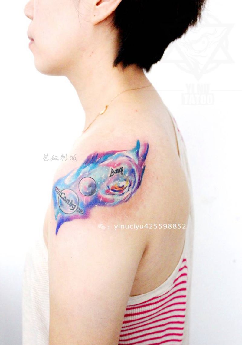 星空纹身图片_肩部原创艺奴刺域纹身图案