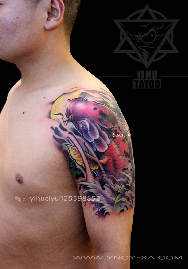 锦鲤纹身纹身图片_成品手臂传统动物艺奴刺域原创纹身图案