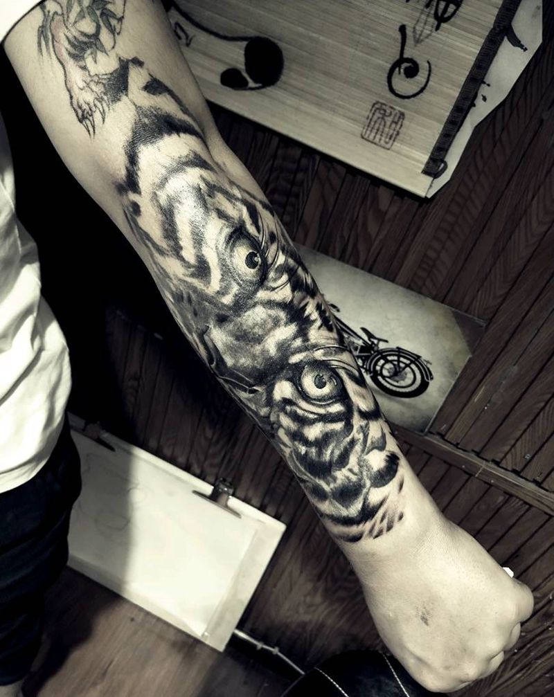 虎  修改纹身图片_成品纹身图案