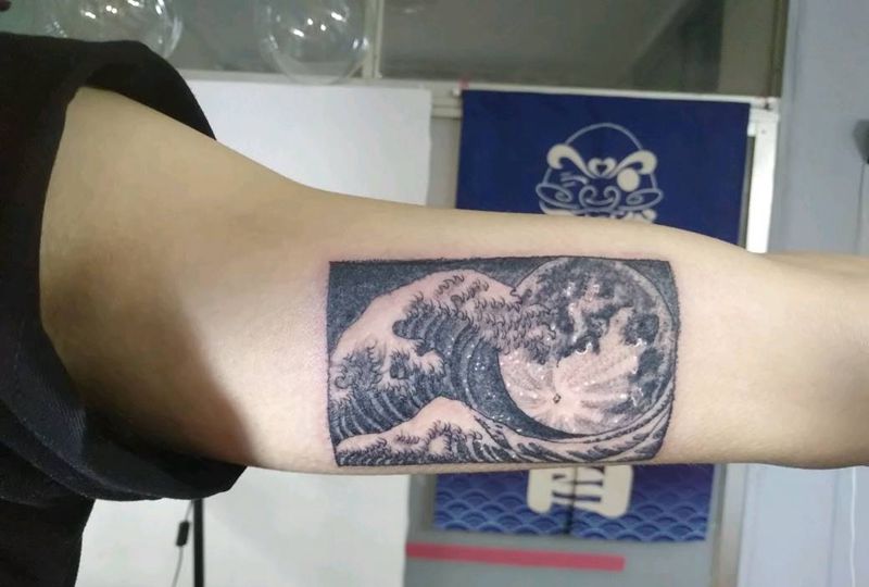 浪纹身图片_清新成品纹身图案