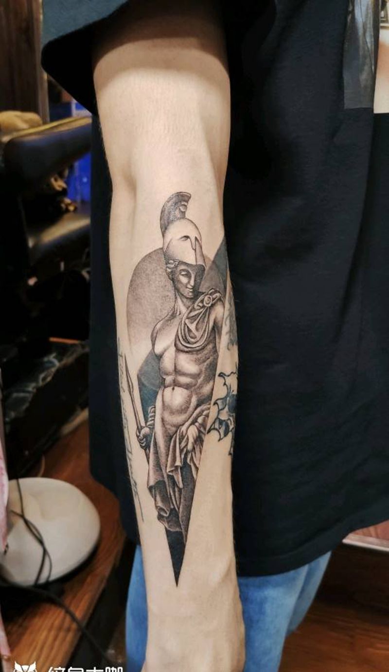 写实斯巴达勇士纹身图片_欧美写实纹身图案