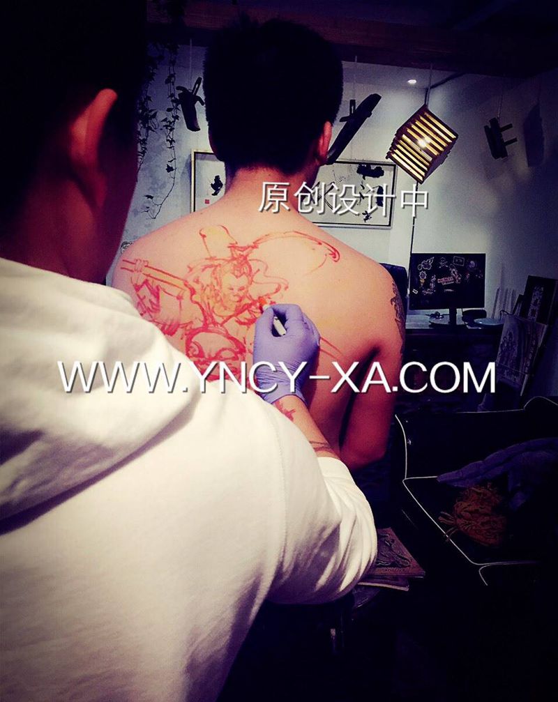 和尚老师原创斗战争佛纹身图片_背部传统人物艺奴刺域纹身图案