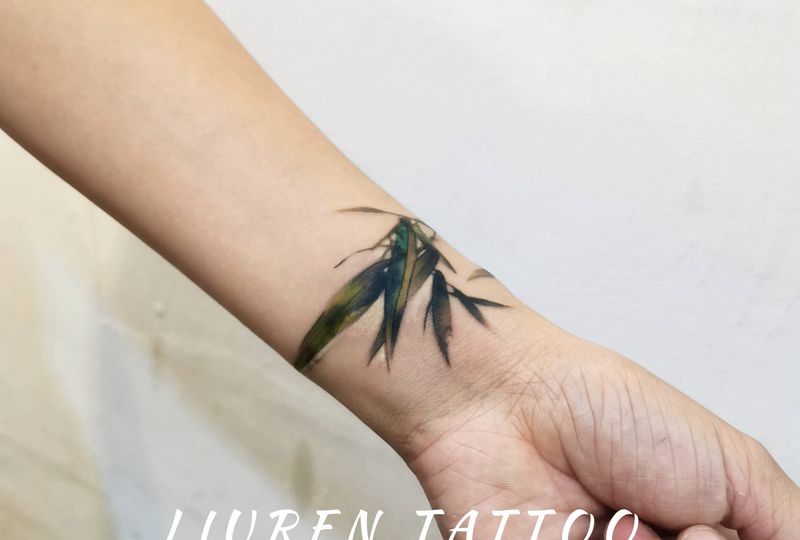 竹 遮盖纹身图片_水墨纹身图案