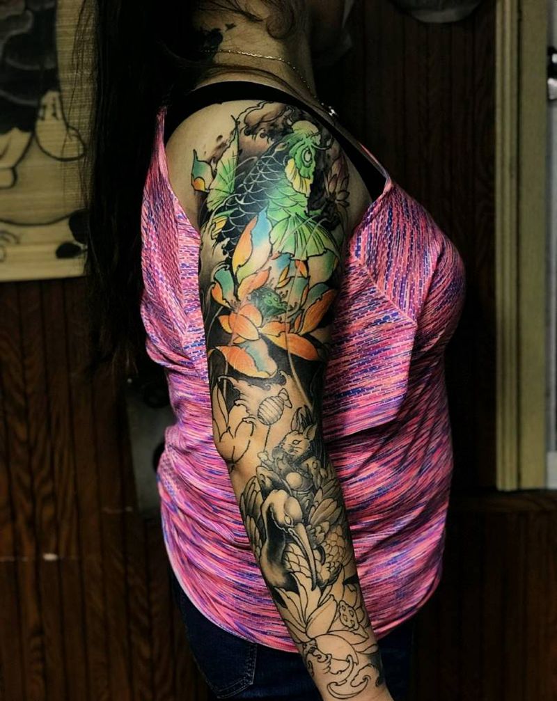 花臂  鱼纹身图片