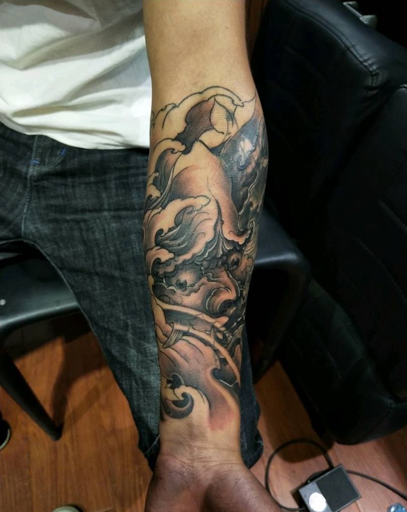 般若纹身图片_手臂传统成品纹身图案