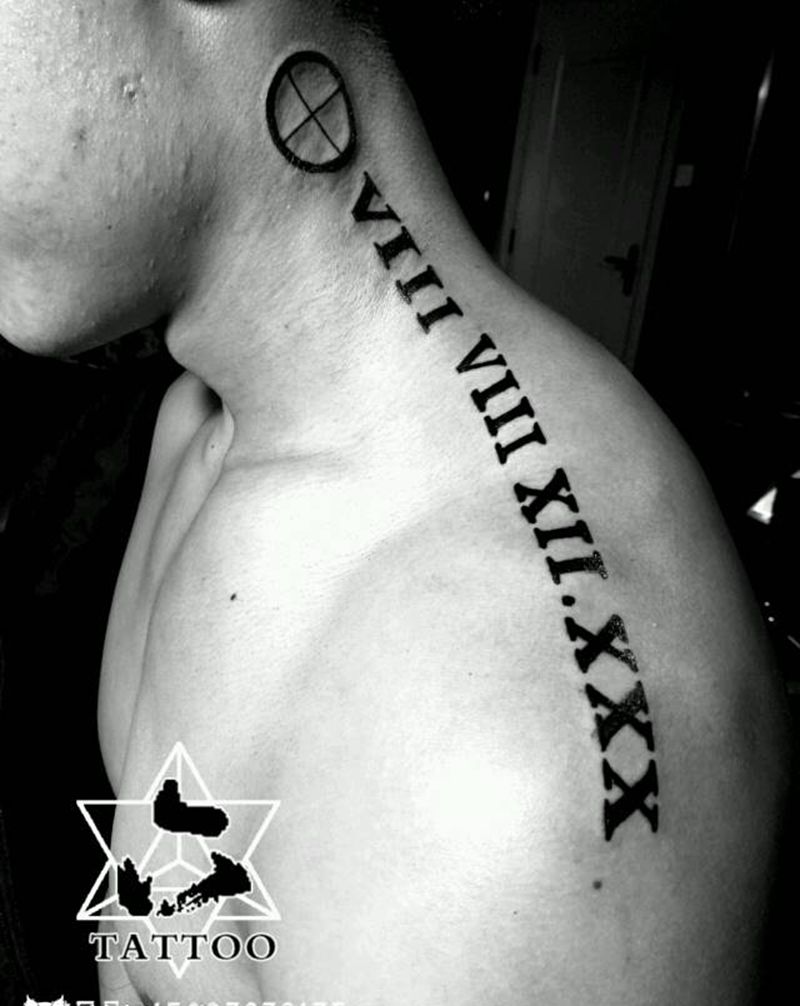 生日罗马数字纹身图片