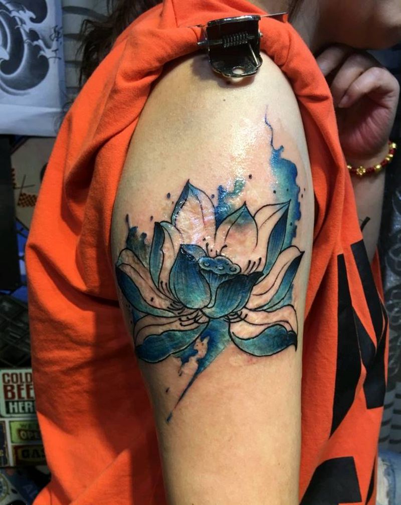 伤疤遮盖  莲花纹身图片_传统清新成品纹身图案