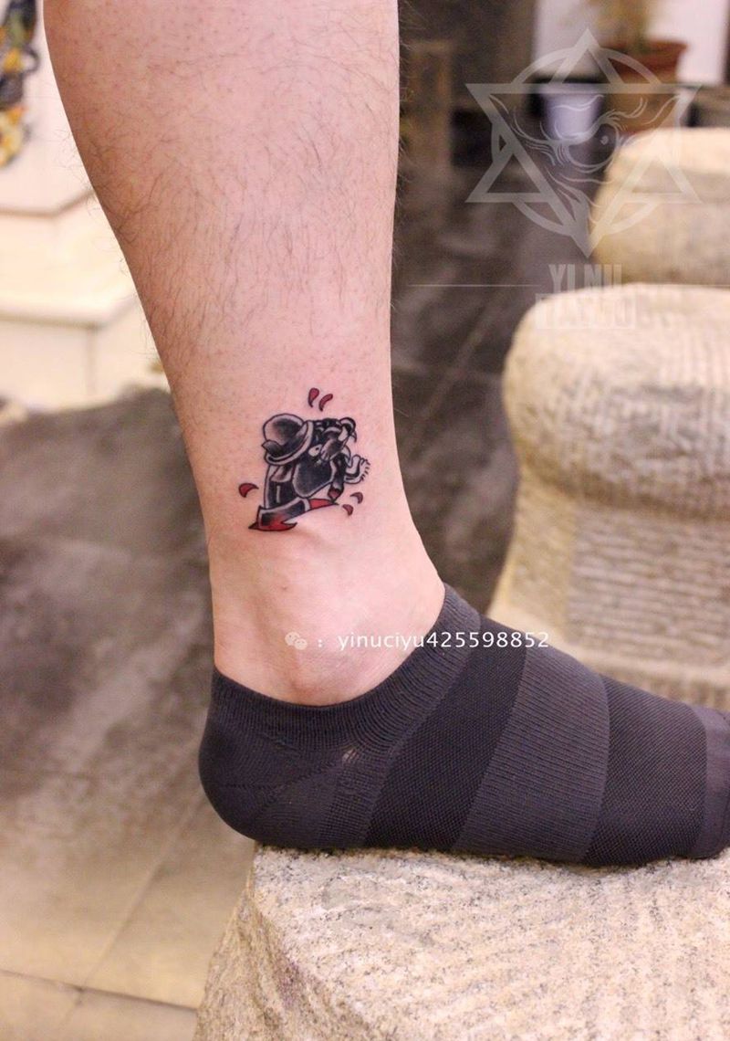 鬼鬼作品-Old school纹身图片_成品腿部艺奴刺域欧美纹身图案