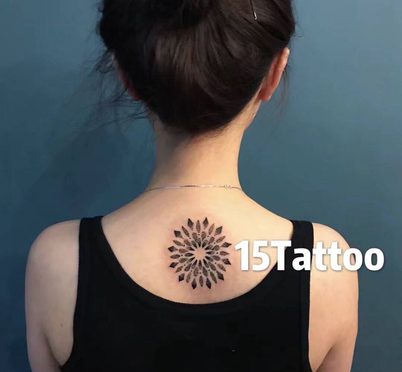 Mandala纹身图片_几何宗教原创手稿成品纹身图案