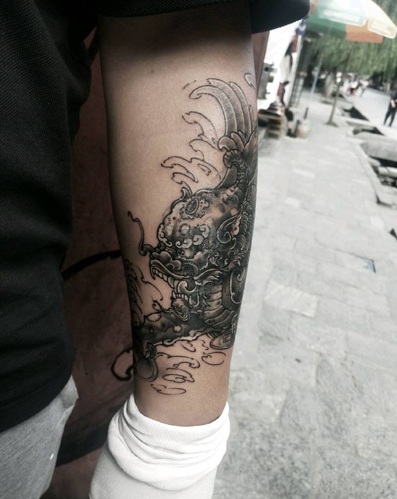 貔貅纹身图片_手臂新传统纹身图案