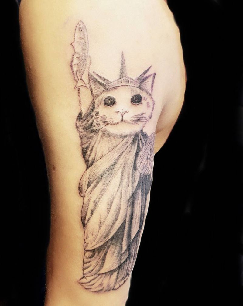 自由猫纹身图片