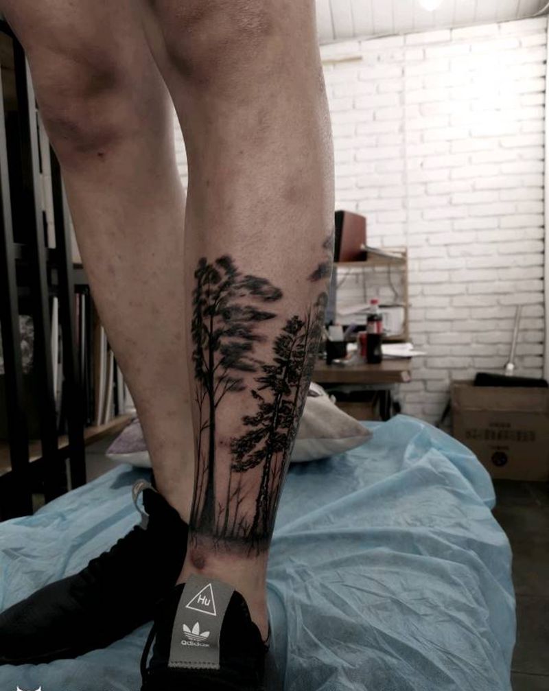 森纹身图片_腿部纹身图案